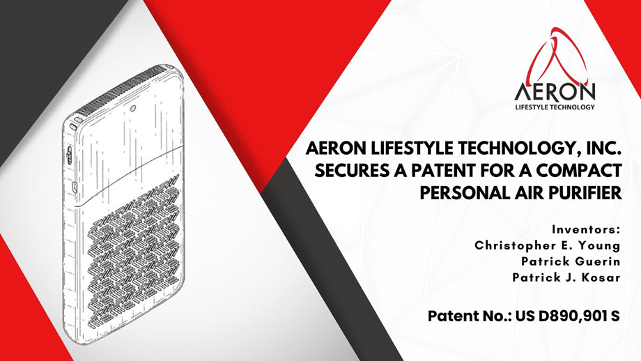 AERON secures a patent for a compact personal air purifier