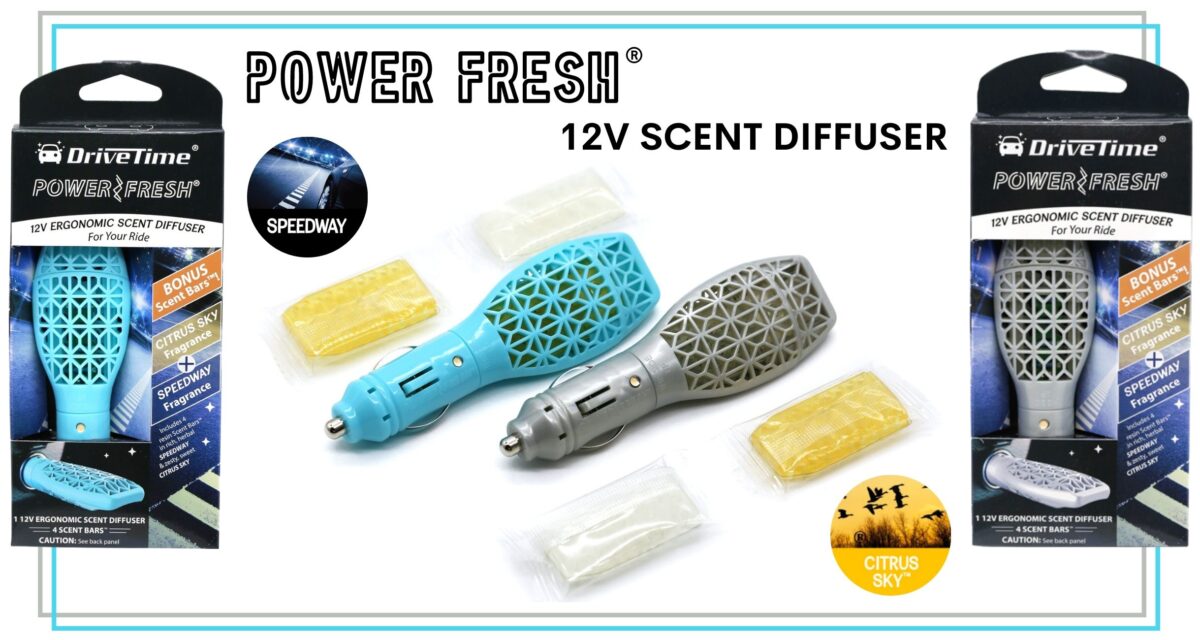 12-volt scent diffuser for in-auto use.