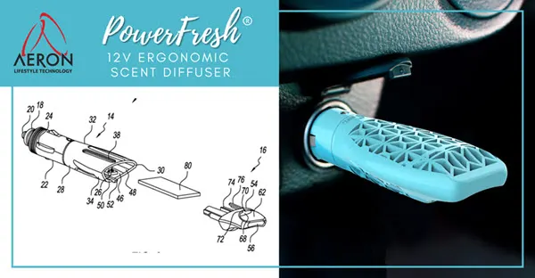 The new and improved Ergonomic Power Fresh 12V aromatherapy diffuser for vehicles