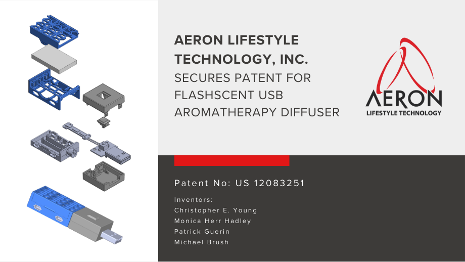 AERON Lifestyle Technology, Inc. secures patent for FlashScent USB Aromatherapy Diffuser