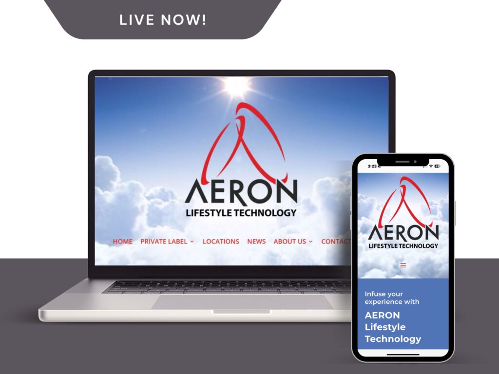 AERON Lifestyle Technology® website on laptop and mobile phone screen